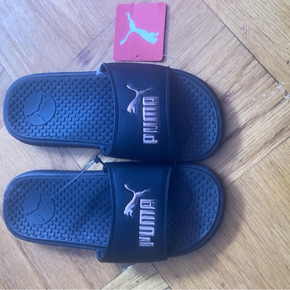 Black Rose Gold Puma Slides - Picture 3 of 3